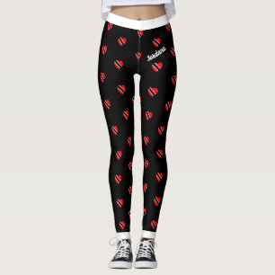 Legging Bandeira do Coração de Trinidad com o Seu Nome em