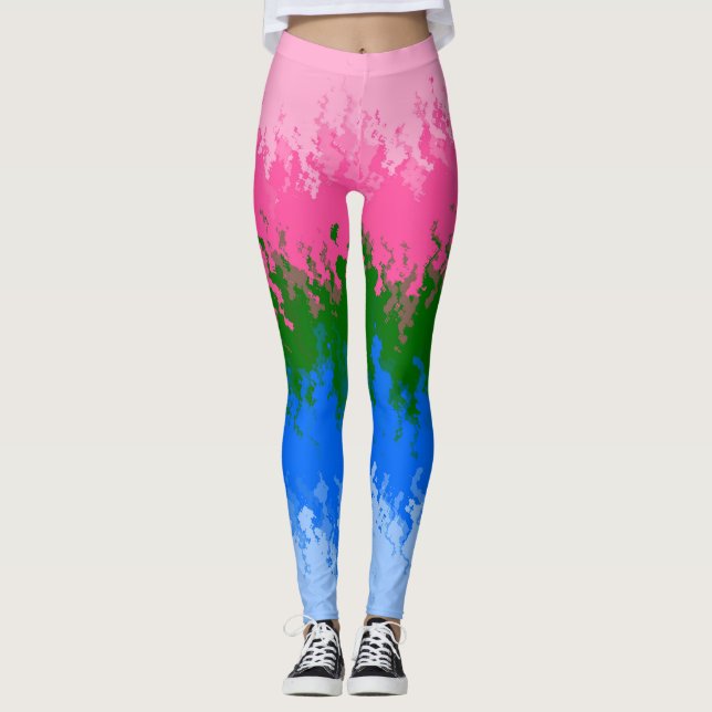 Legging Bandeira do Orgulho Abstrato Omniromântico Trippy  (Frente)