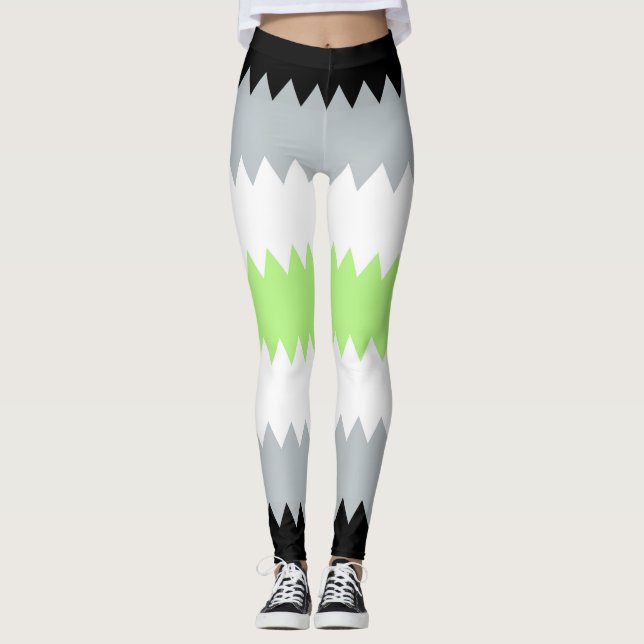 Legging Bandeira do Orgulho Agênero Groovy Boho ZigZag Abs (Frente)
