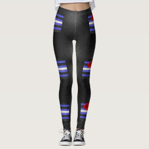 Legging bandeira do orgulho de couro SlipperyJoe's preta a