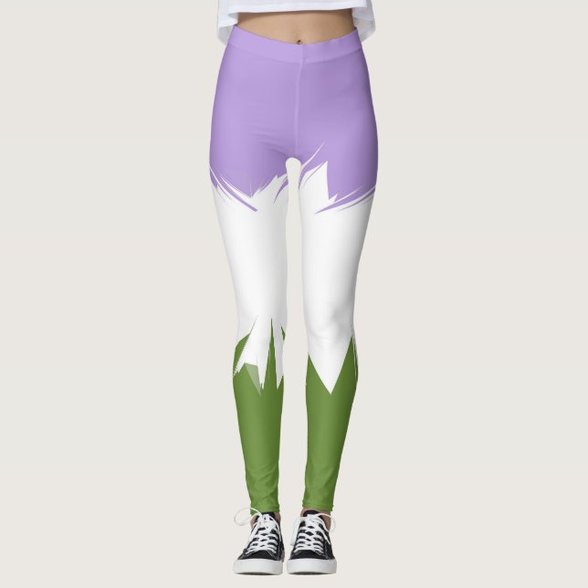 Legging Bandeira do Orgulho Genderqueer Abstrato ZigZag Es (Frente)
