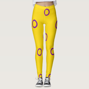 Legging Bandeira do orgulho intersexo SlipperyJoe's fundo 
