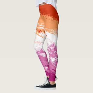 Legging Bandeira do Orgulho Lésbico Abstrato Trippy Squigg