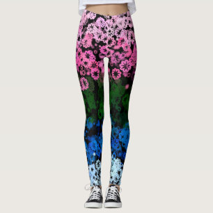 Legging Bandeira do Orgulho Omniromântico Floral Fofo Retr