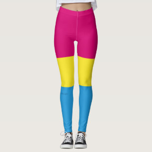Legging bandeira do orgulho pansexual SlipperyJoe rosa âmb