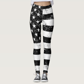 Legging Bandeira dos E.U., preto e branco
