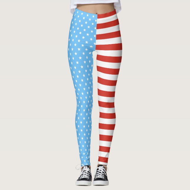 Legging Bandeira dos Estados Unidos (luz - azul/vermelho) (Frente)
