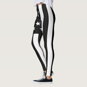 Legging Bandeira dos EUA Americana Preta Branca