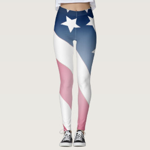 Legging Bandeira dos EUA, estrelas em faixas azuis, vermel