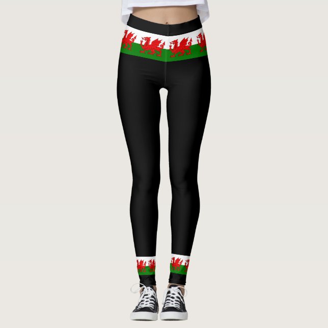 Legging Bandeira galesa Dragão vermelho galês (Frente)