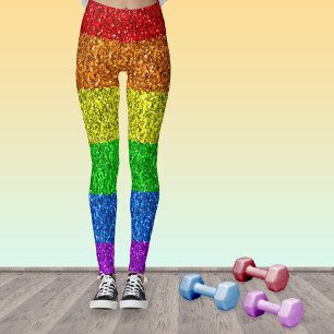 Legging Bandeira LGBT vibrante arco-íris brilho faíscas