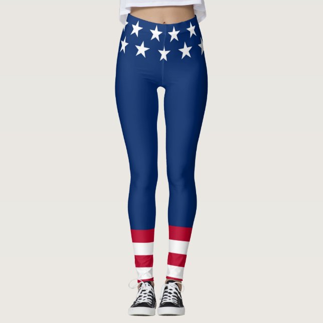 Legging Bandeira Patriótica EUA Stars & Stripes Americano (Frente)
