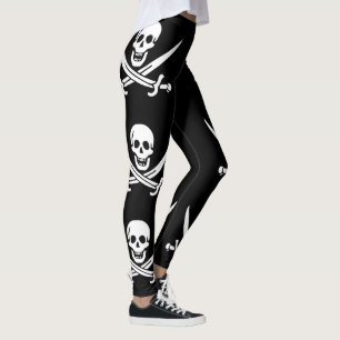 Legging Bandeira Pirata Caveira Espadas Cruzadas