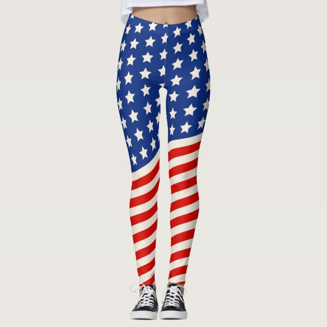 Legging Bandeiras americanas e listras 4 de julho (Frente)