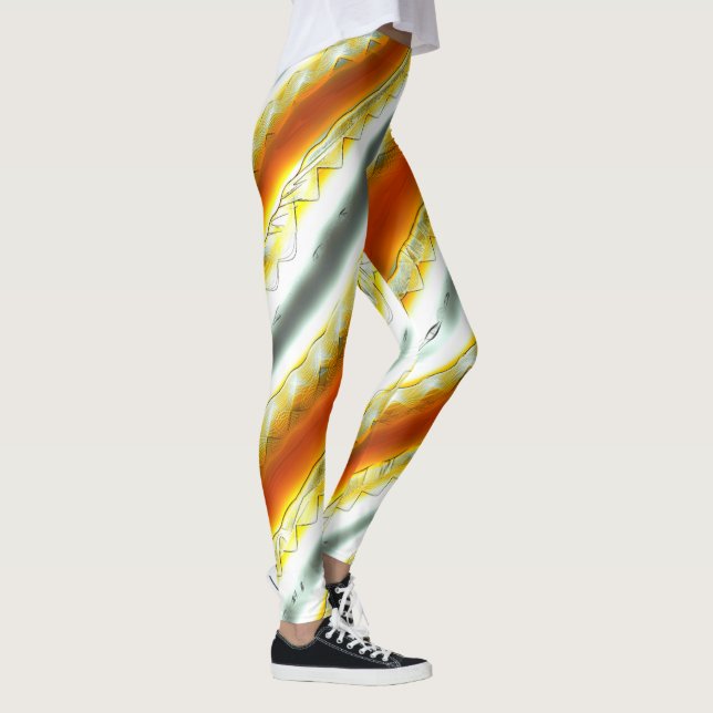 Legging Banhas abstrato ultrajantes em laranja e cinza (Direita)