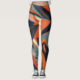 Legging bares abstrato castanho e colado