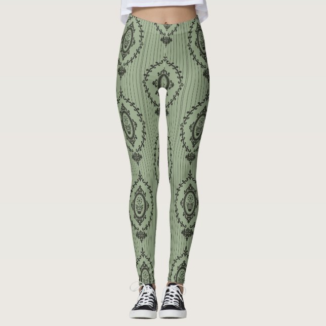 Legging Baroque Wallpaper in Green (Frente)