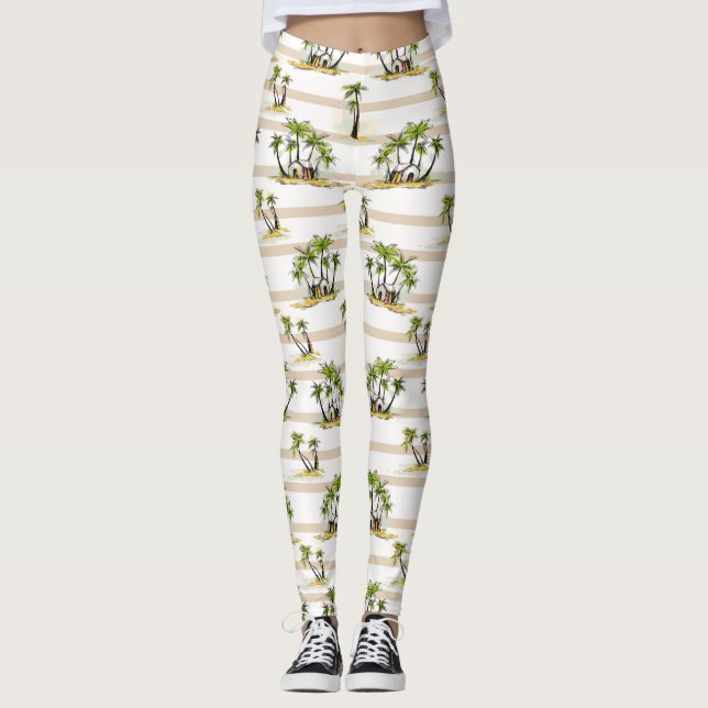 Legging Barraca e palmas tropicais (Frente)