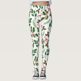 Legging Barragens Bonitas Saudações Aquarela Padrão Verde
