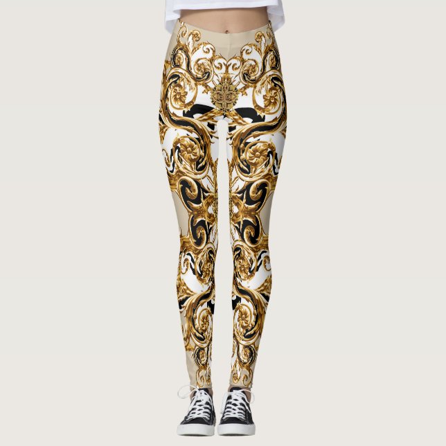 Legging Barroco Conhece Leopardo: Fundo do Ouro (Frente)