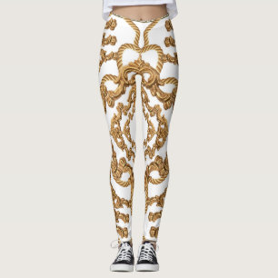 Legging Barroco ouro: Design de ornamento luxuoso.