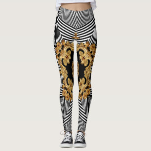 Legging Barroco ouro: Ornamento de Cadeias Elegantes