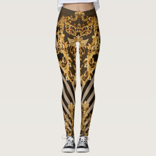 Legging Barroco ouro: padrão geométrico design