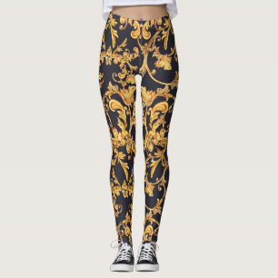 Legging Barroco ouro, Pergaminho Deixa Padrão.