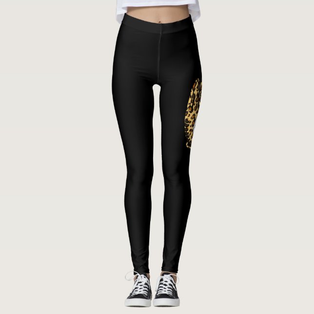 Legging Baseball Mãe Leopard Softball Dia de as mães 20 (Frente)