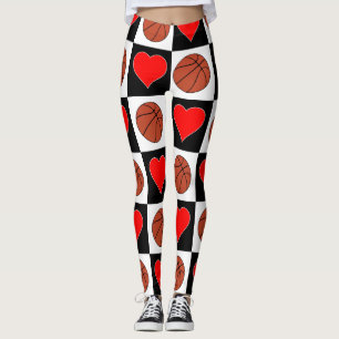 Legging Basquetebol bonitos e corações do basquetebol da