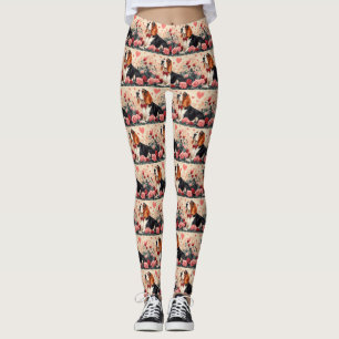 Legging Basset Hound com Rosas - Dia dos Namorados