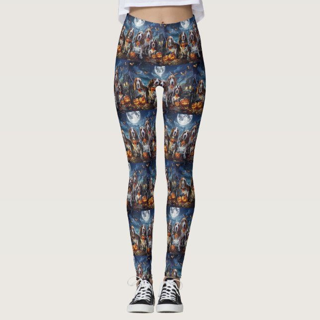 Legging Basset Hound Halloween Assustador (Frente)