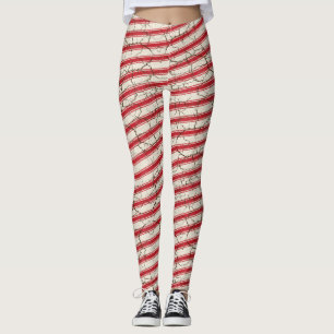 Legging Bastão de doces listrado vermelho rachado