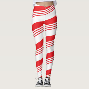 Legging Bastão de doces vermelho e branco do peppermint d