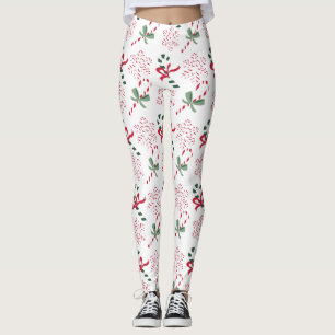 Legging Bastões & flocos de neve de doces do feriado, no