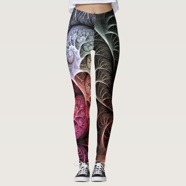 Legging Batimento cardíaco, Arte fractal abstrata surreal  (Frente)