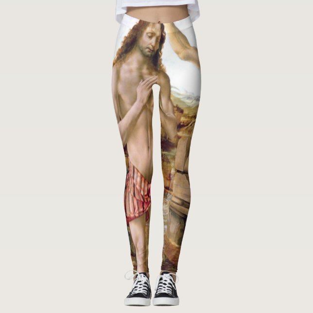 Legging Batismo De Jesus Cristo Por Leonardo Da Vinci (Frente)