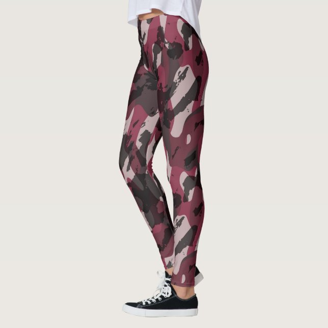 Legging Batom e camuflagem abstrata em Mauve escuro (Esquerda)