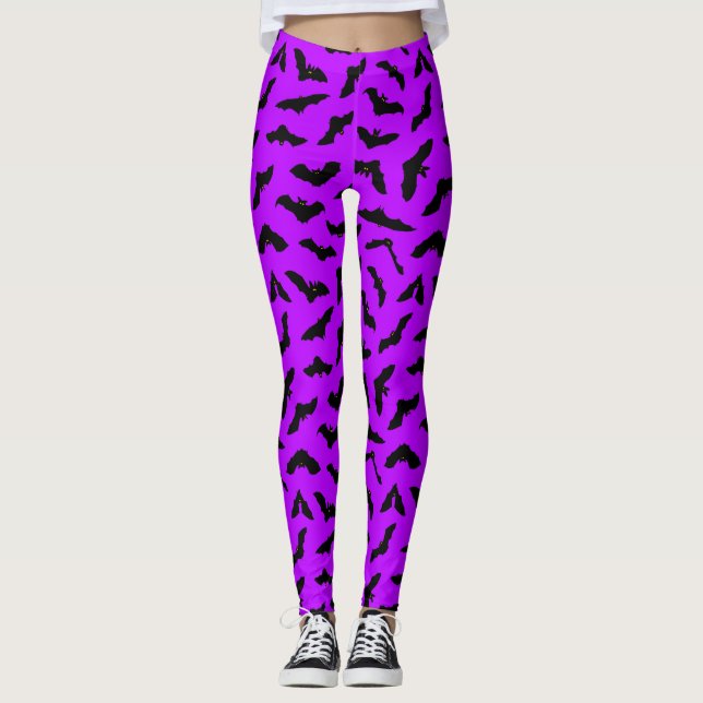 Legging Bats Bats Roxo Bat Púrpura Halloween (Frente)