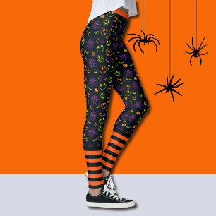 Legging Bats Strips Laranja Black Halloween Melhor Qualida