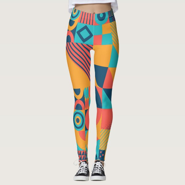 Legging Bauhaus Retro: Musical Geométrico dos anos 70 (Frente)