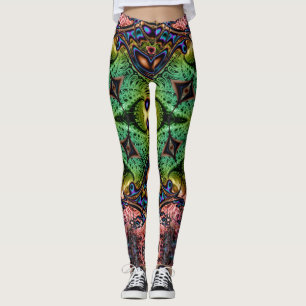 Legging BBQSHOES™ Oont715 Padrão Fractal Psicodélico