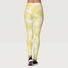 Legging Beach Vibes Tropical Impressão Amarelo Branco