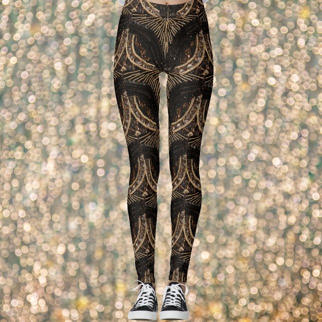 Legging Bead Look ART DECO Era: Preto e Dourado (Criador carregado)