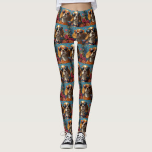 Legging Beagle Com Rosas do Coração Dia dos Namorados