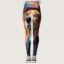 Legging Beagle em um chapéu rosa
