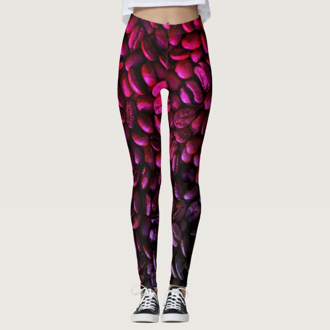 Legging Bean de café roxo e rosa (Frente)