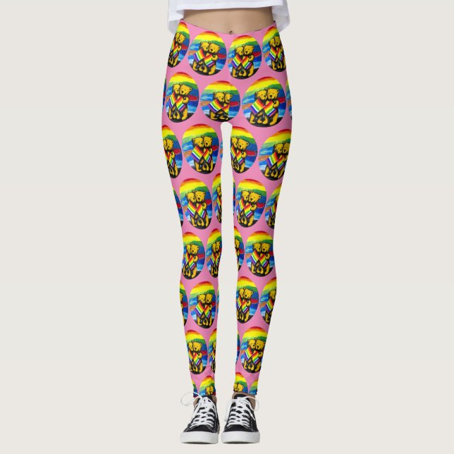 Legging Bears Love Casal LGBT Rainbow (Frente)