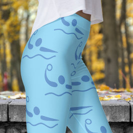 Legging Bebê Azul-Bravo Mulheres Padrões de Polo Aquático