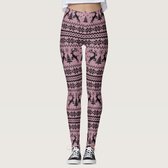 Legging Bebê Rosa Reindeer Sweater A Ver Natal (Frente)